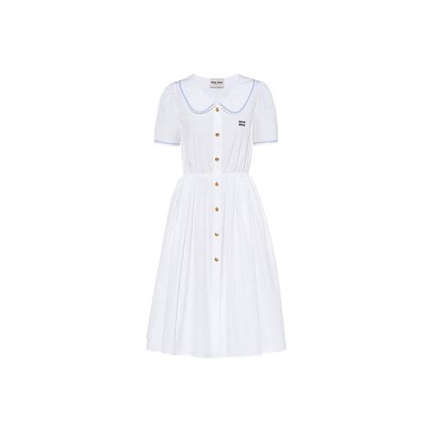 miu miu midi dress|White Embroidered Poplin Midi.